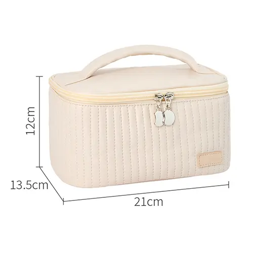 Bearky New Open Cover Cake Travel Make Up Bag PU Solid Color Portable Leather Flat Makeup Bag